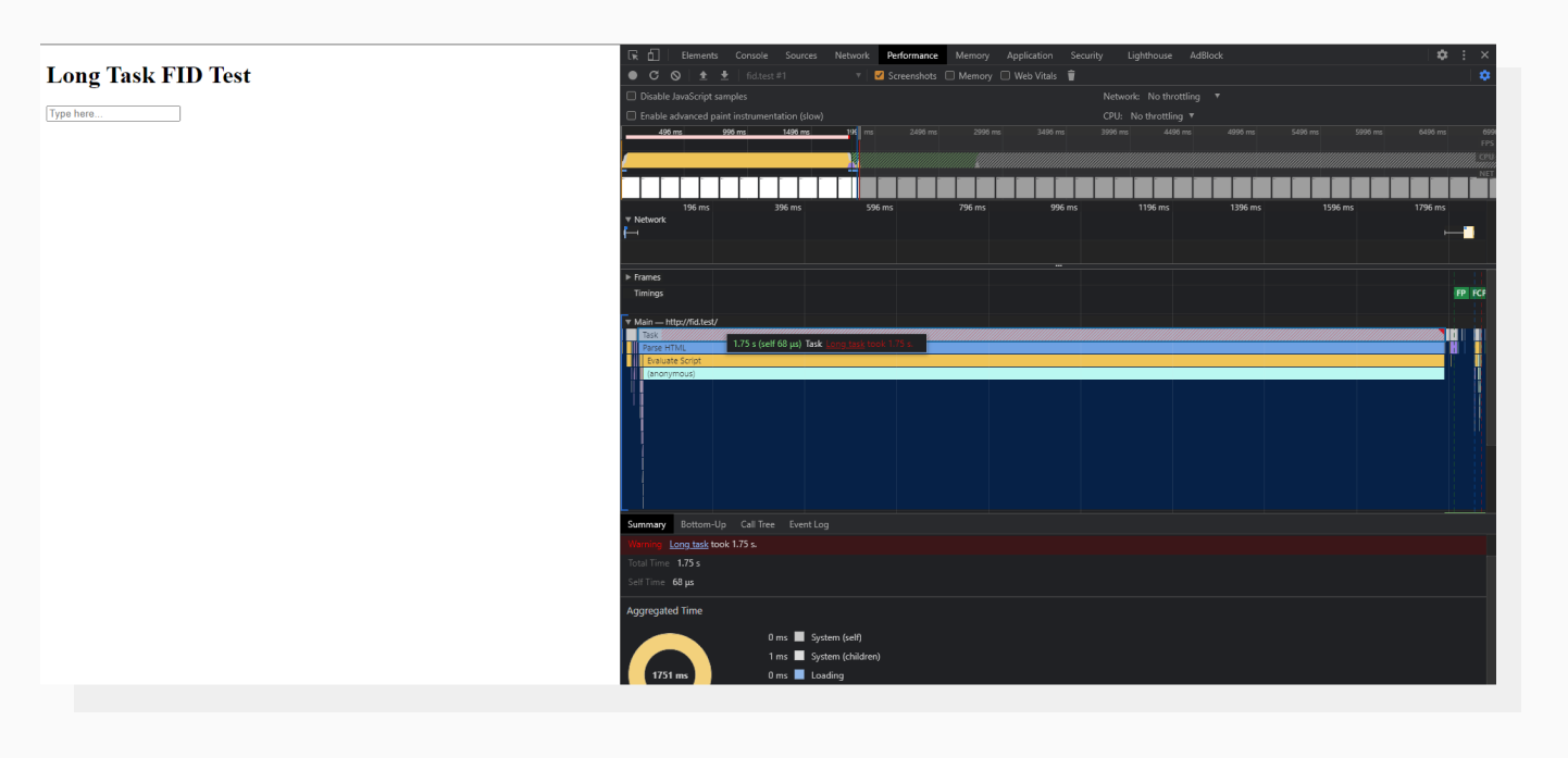 Chrome DevTools Performance tab