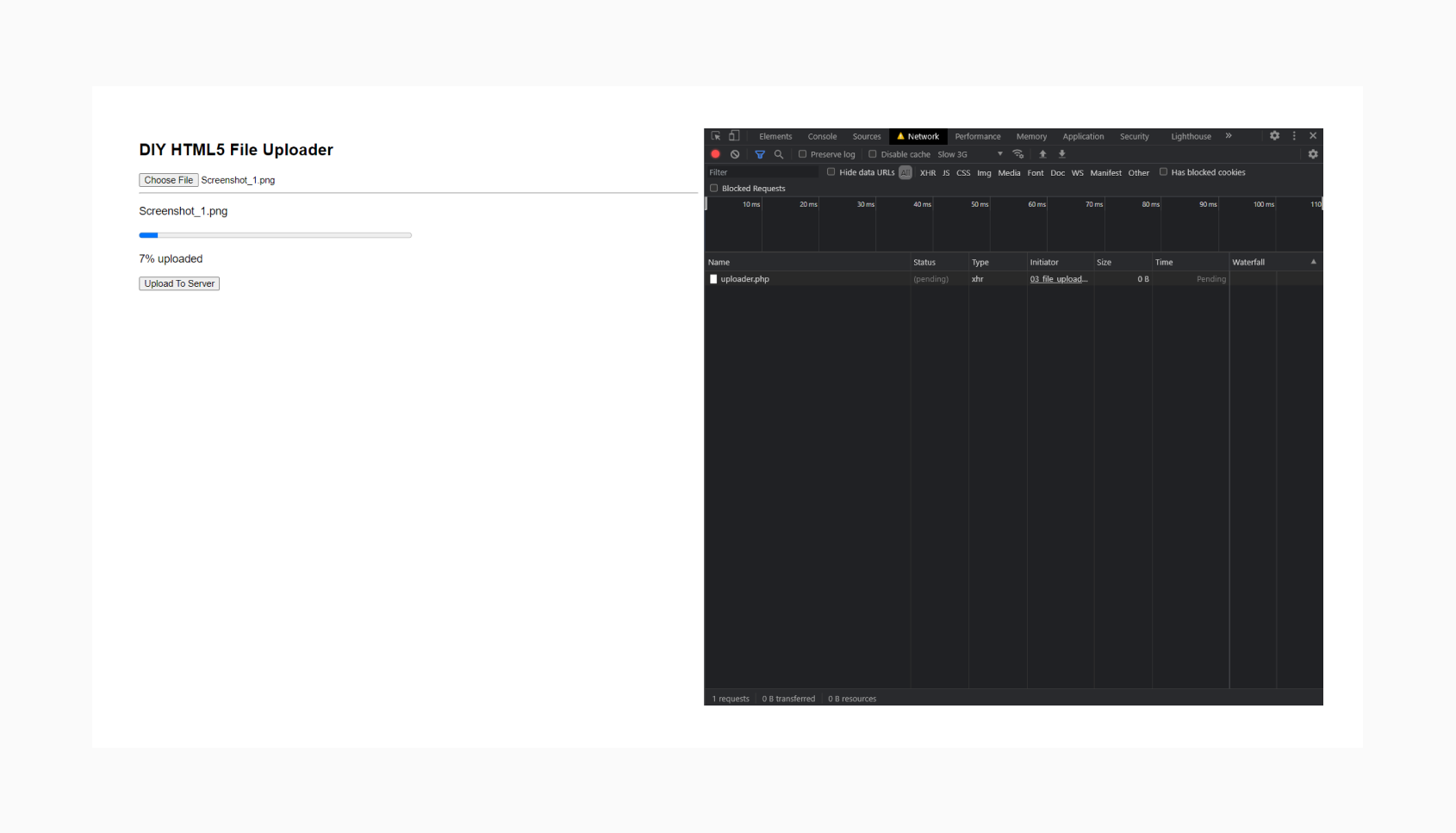HTML5 File Uploader with a progress bar