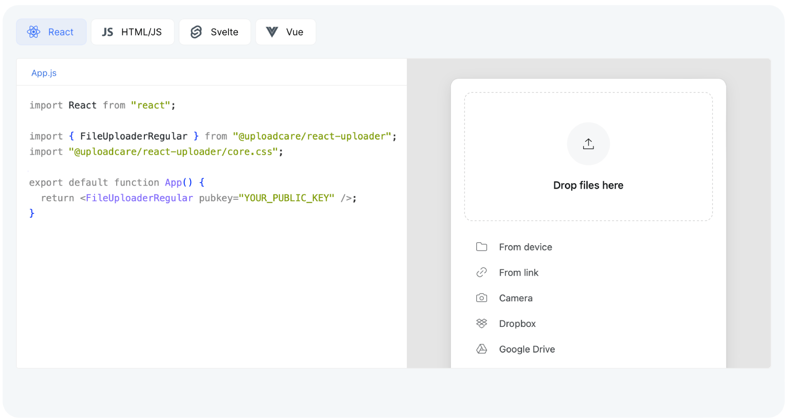 Uploadcare Regular File Uploader example