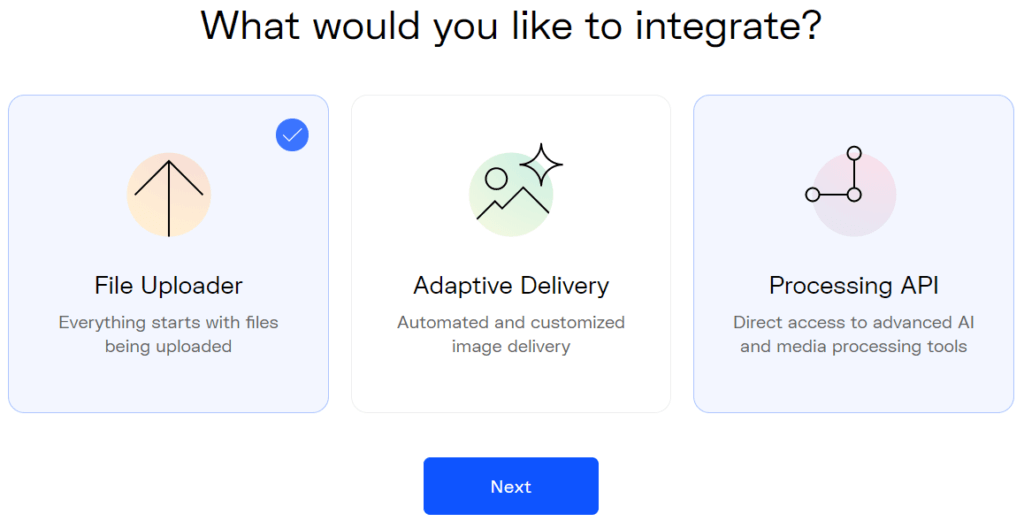 Uploadcare integration choice screen